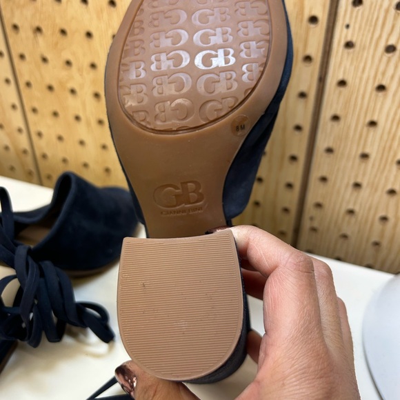 Gianni Bini Kat Kall Navy Lace-Up Block Heel Sandals - Picture 7 of 11